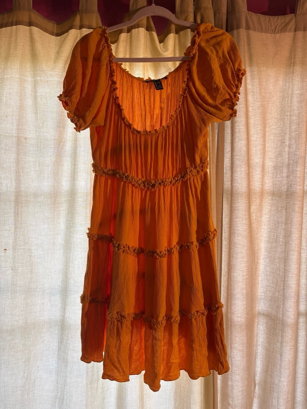 Forever 21 Yellow Tiered Ruffle Mini Dress